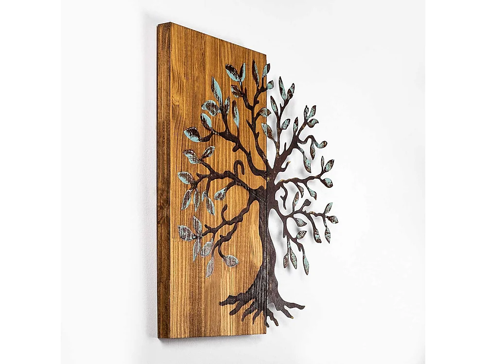 Décoration murale en métal et bois Arbre Modèle 5