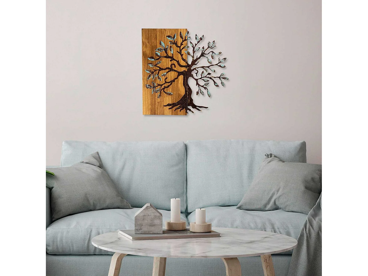 Décoration murale en métal et bois Arbre Modèle 5