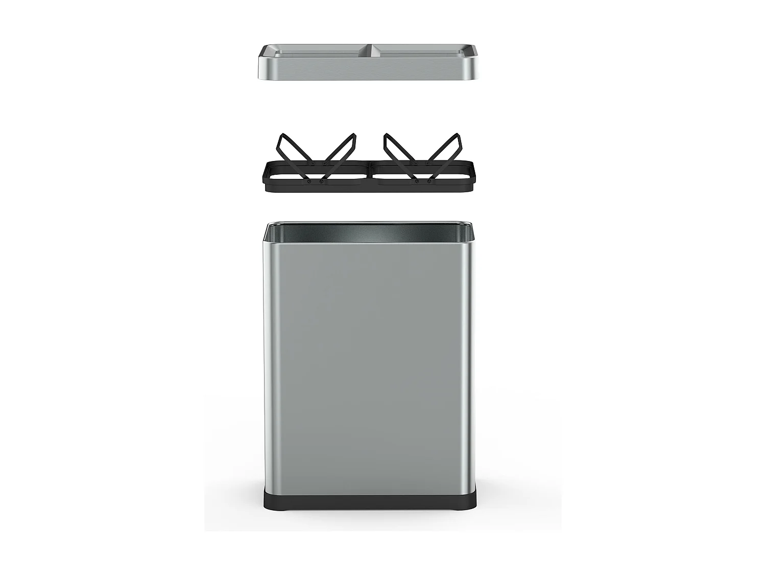 Poubelle de tri 2x30L TALLIN inox open top