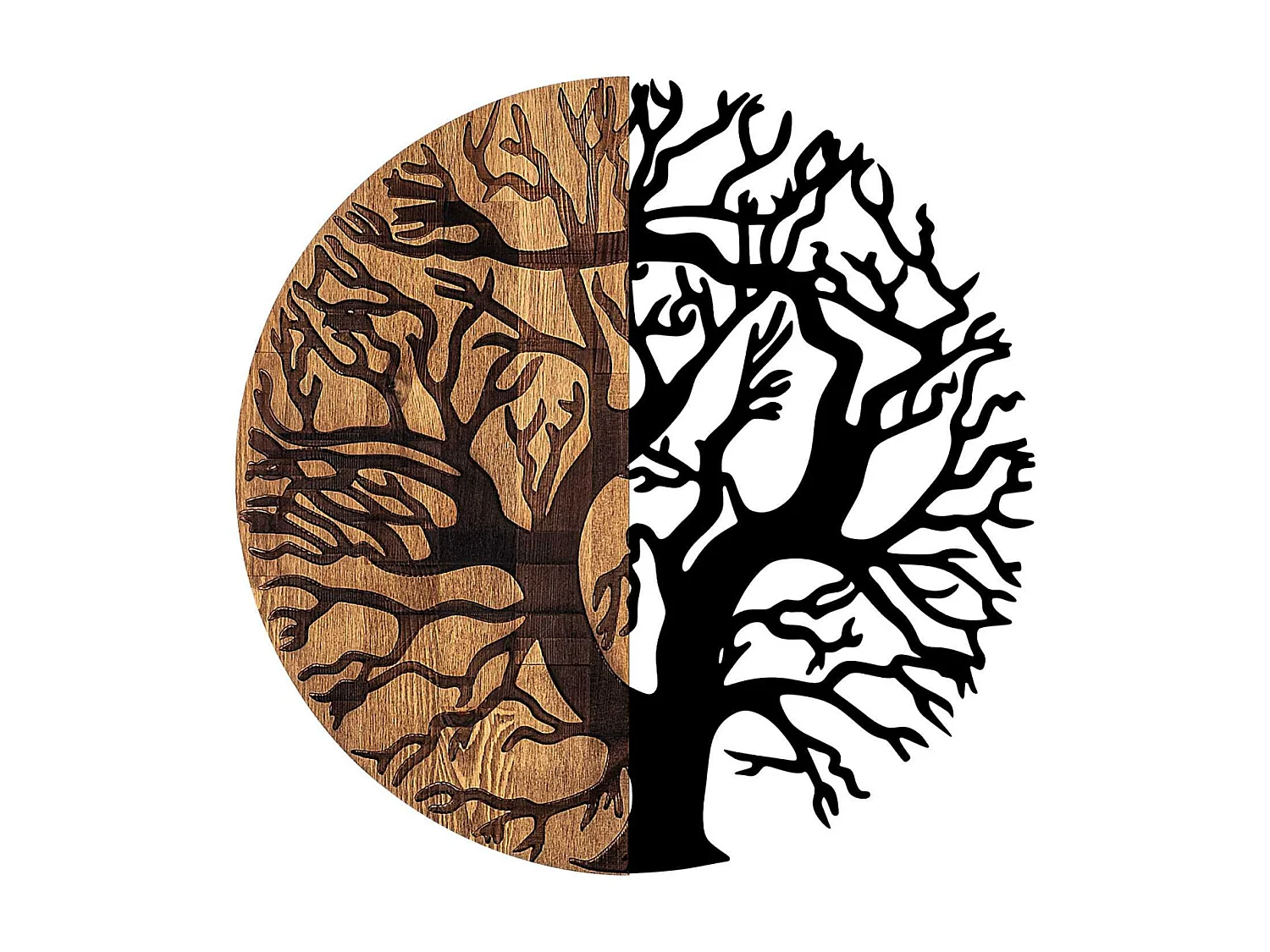 Décoration murale en métal et bois Arbre Modèle 8