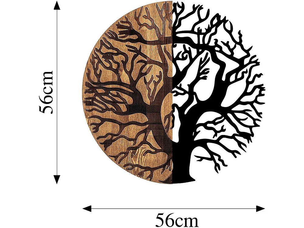 Décoration murale en métal et bois Arbre Modèle 8