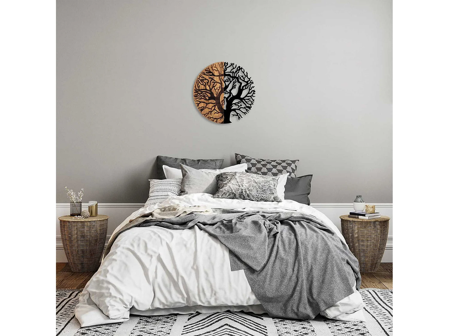 Décoration murale en métal et bois Arbre Modèle 8