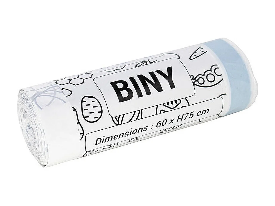 20 sacs poubelles BINY Blanc Plastique 50L