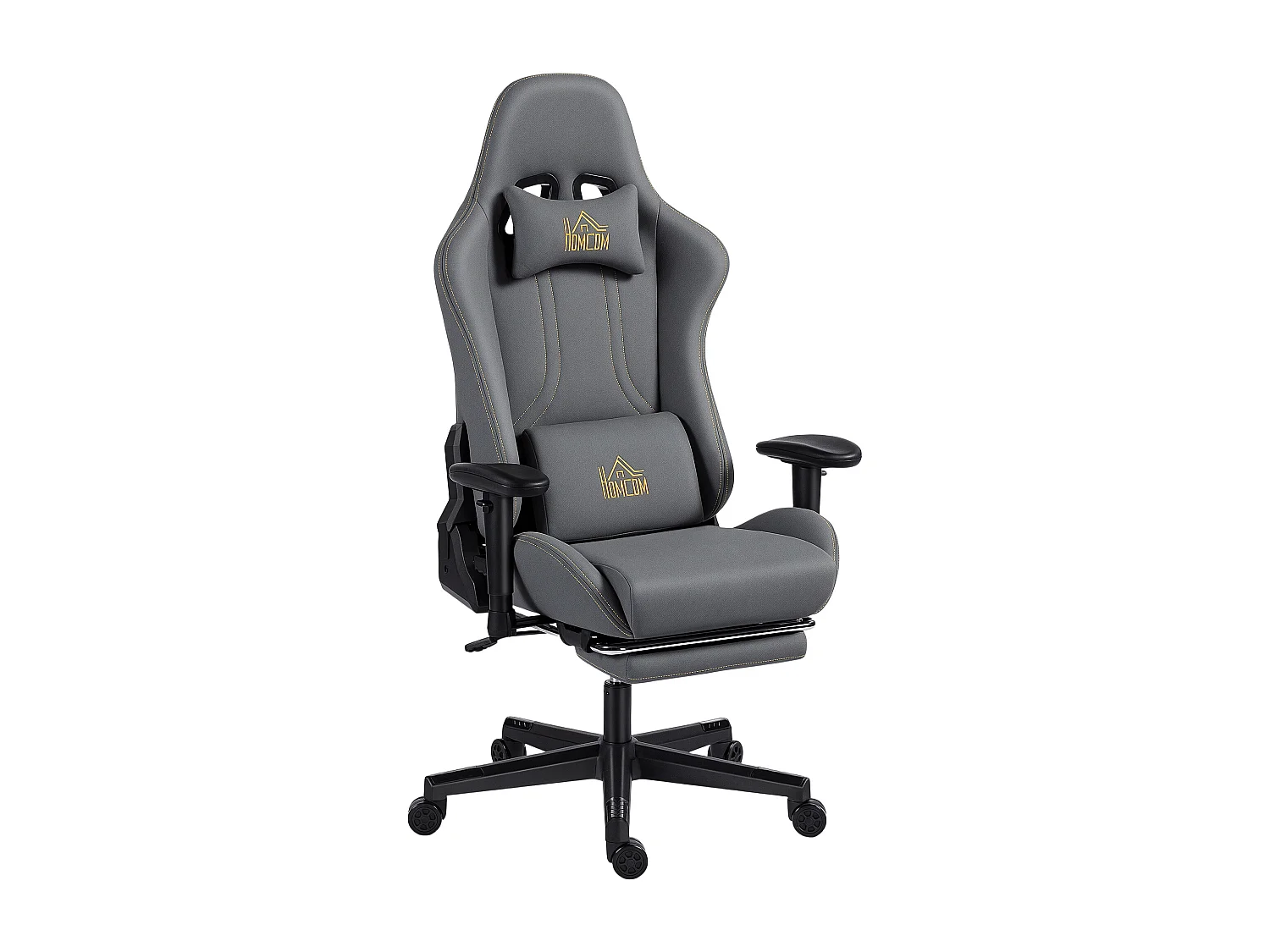 Chaise de bureau gaming ergonomique - chaise gaming réglable inclinable - fauteuil gamer avec coussins - tissu suédine gris