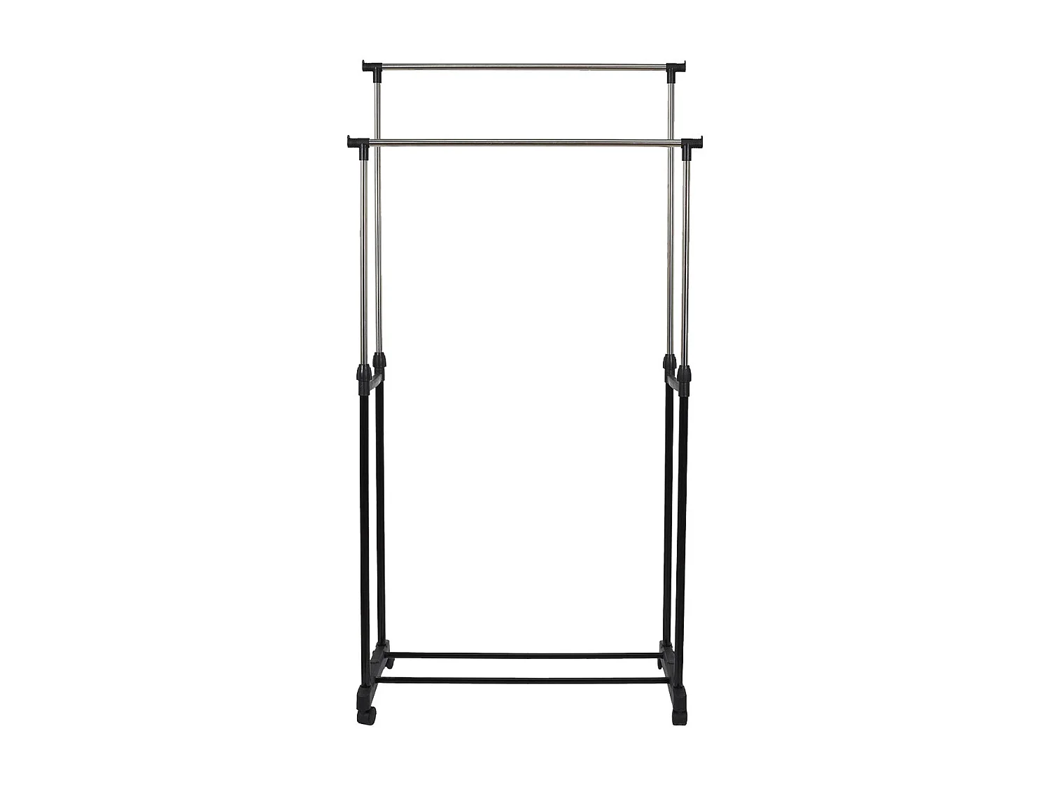 Portant Double sur Roulettes Hauteur Réglable Noir et Chrome - NEHO