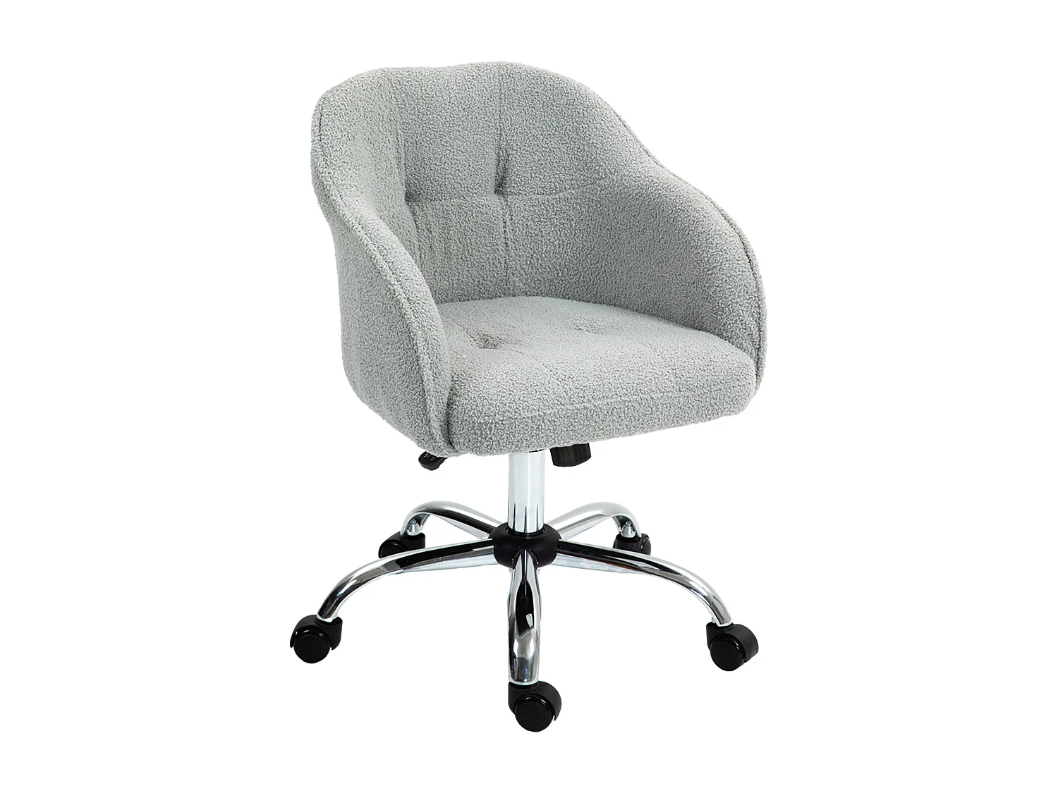 Chaise de bureau tissu bouclette design hauteur réglable pivotante piètement acier gris