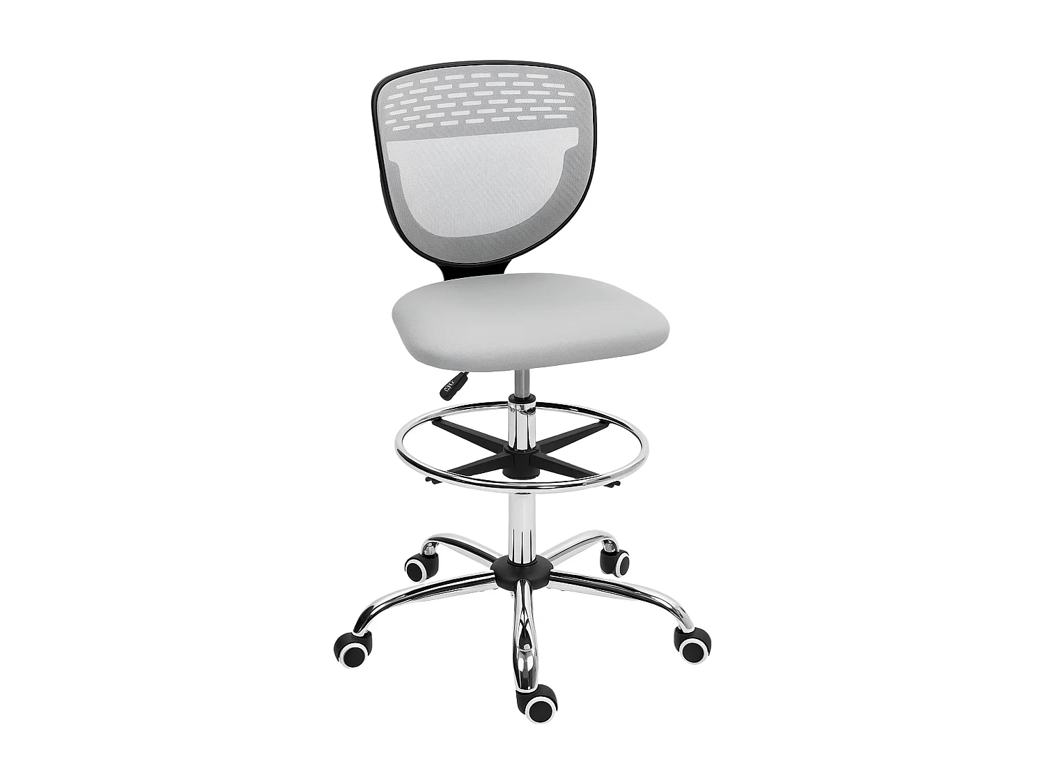 Chaise de bureau haute ergonomique - chaise de travail surélevée - assise haute réglable H.68-88 cm - gris clair