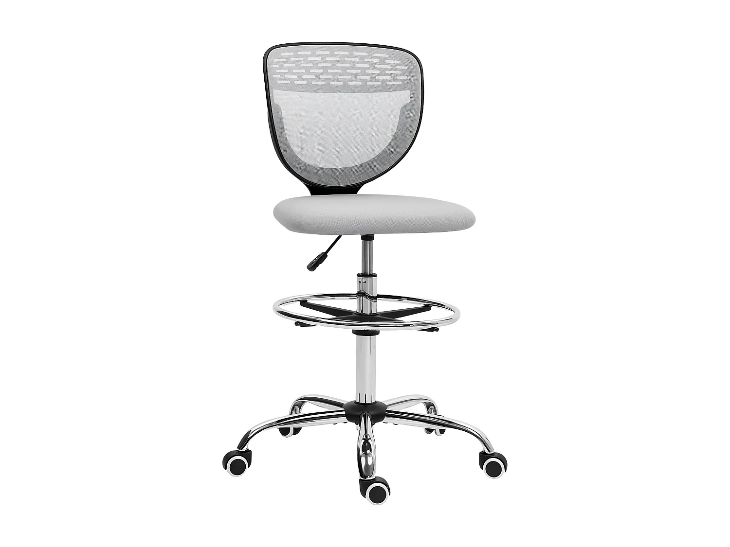 Chaise de bureau haute ergonomique - chaise de travail surélevée - assise haute réglable H.68-88 cm - gris clair