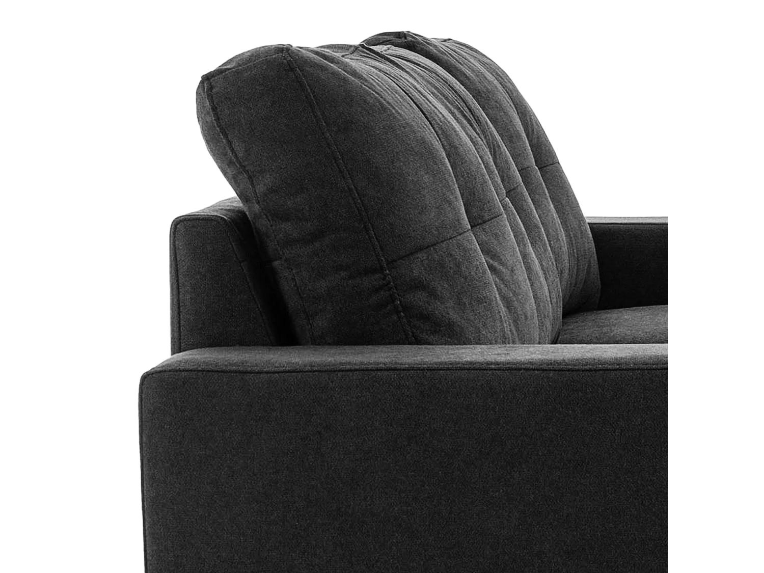 Canapé d'angle 3 places design scandinave - dossier effet capitonné, repose-pied amovible - piètement bois tissu noir