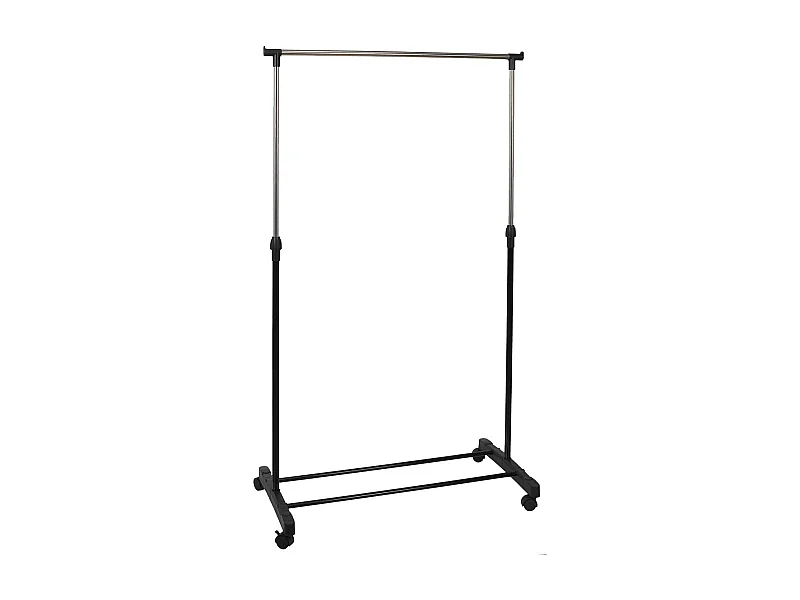 Portant Simple sur Roulettes Hauteur Réglable Noir et Chrome - NEHO