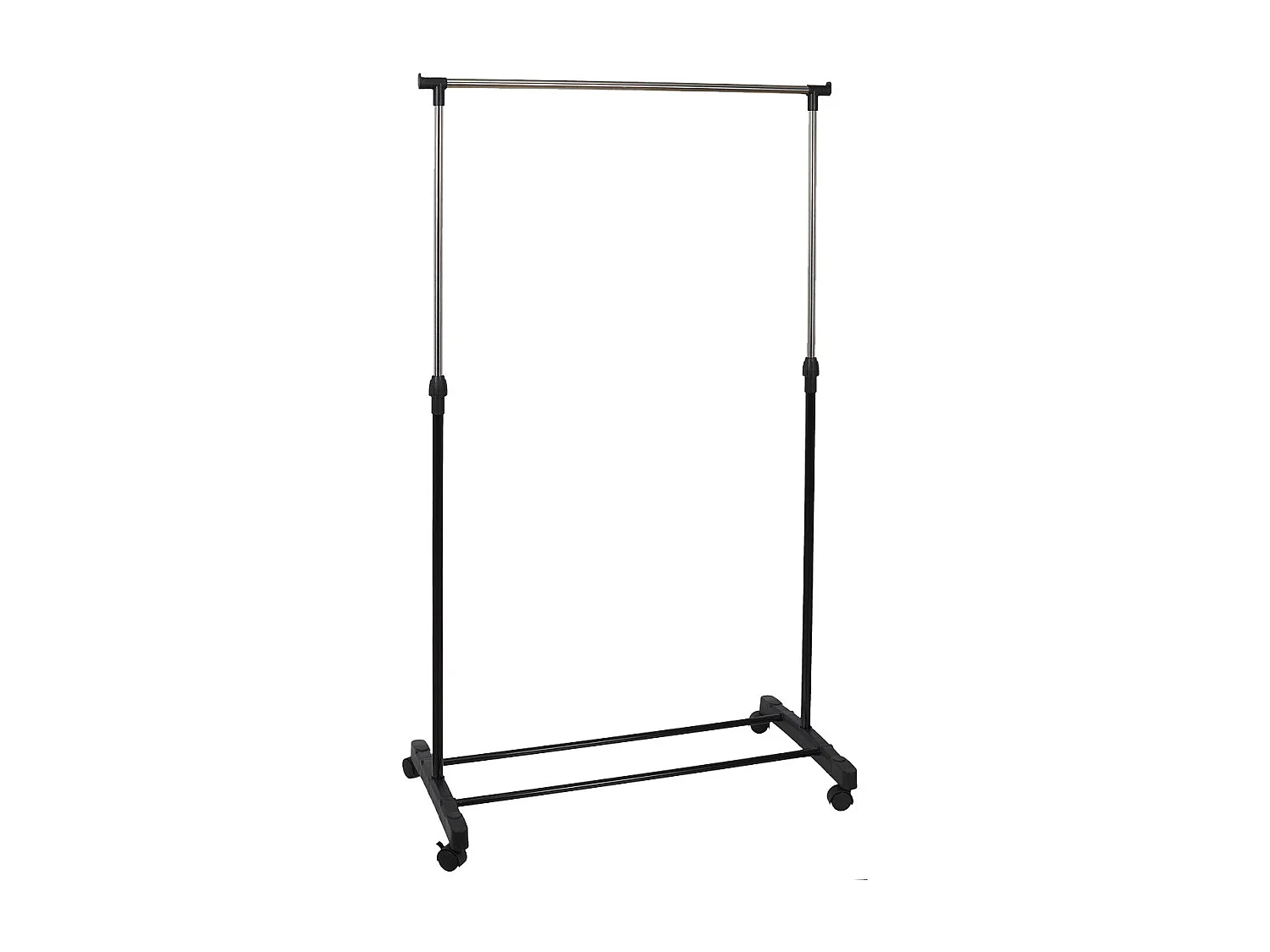 Portant Simple sur Roulettes Hauteur Réglable Noir et Chrome - NEHO