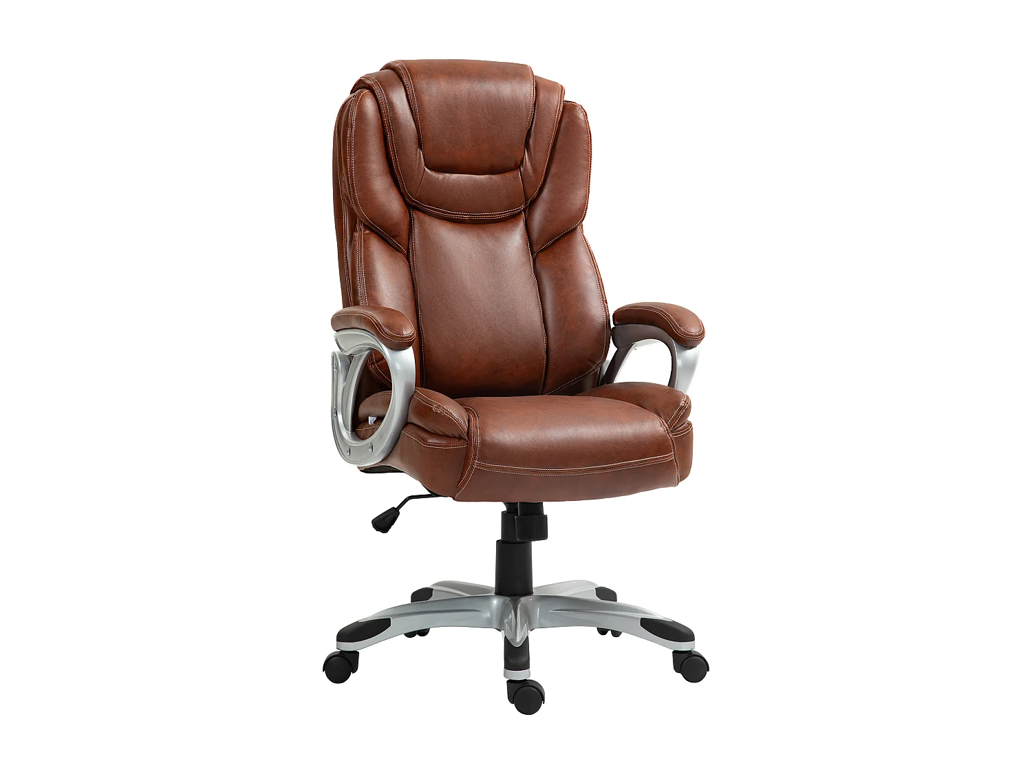 Chaise de bureau direction réglable grand confort - fonction bascule verrouillable - synthétique marron effet vieilli