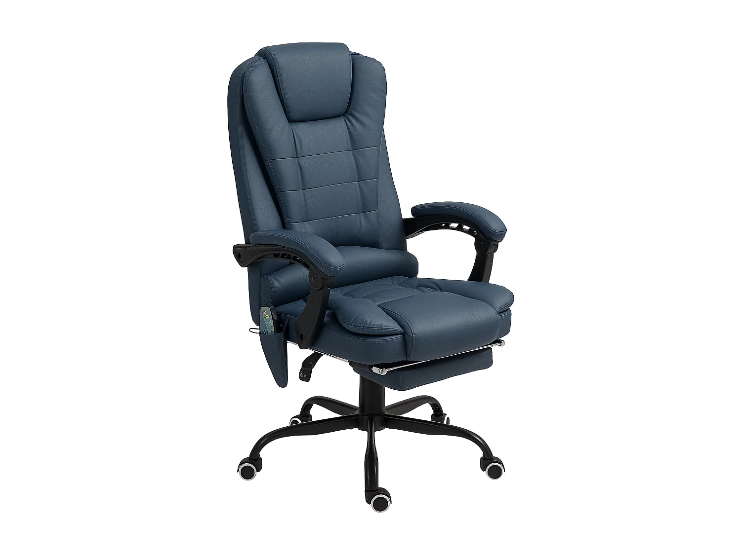 Vinsetto Fauteuil de bureau direction massant hauteur réglable dossier inclinable repose-pied + coussin lombaires intégrés revêtement synthétique bleu