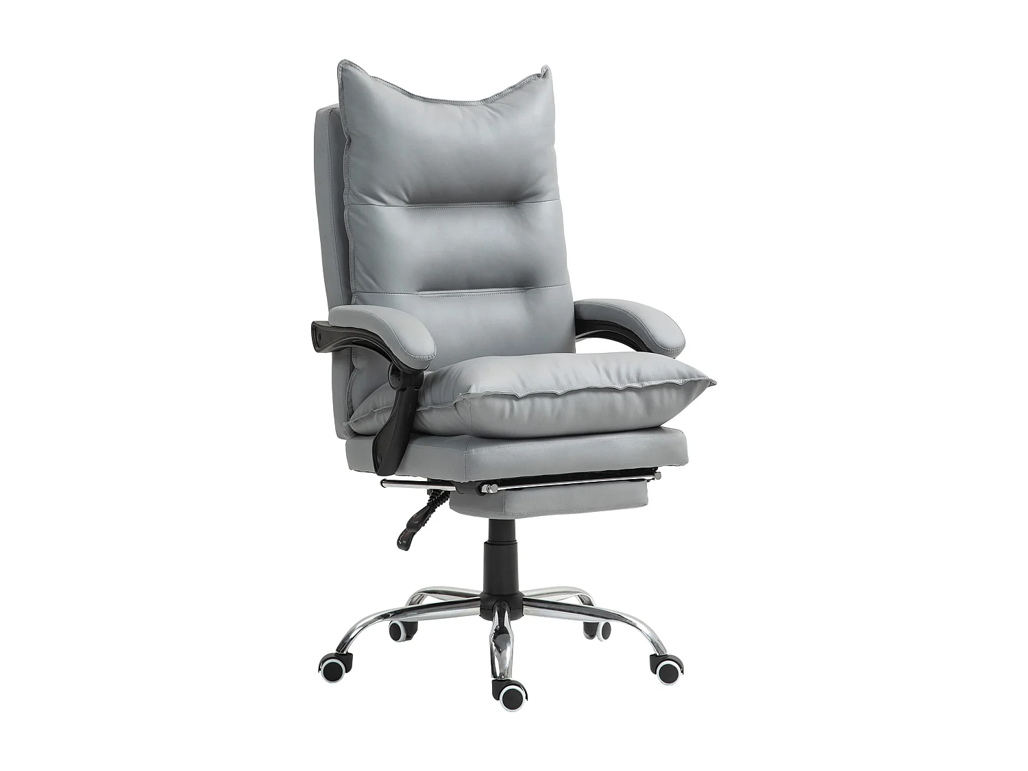 Fauteuil de bureau direction hauteur réglable dossier inclinable repose-pied intégré revêtement synthétique gris