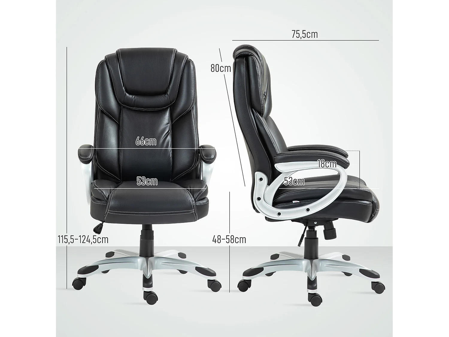 Chaise de bureau direction réglable grand confort - fonction bascule verrouillable - synthétique noir