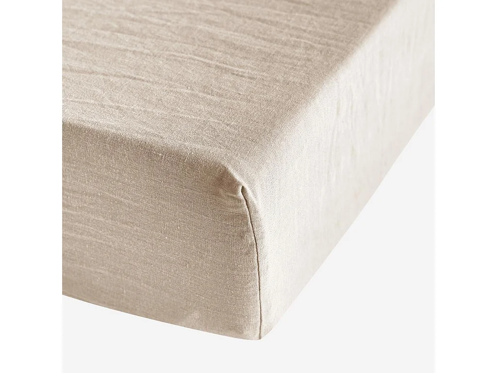 Habitat - Drap Housse en lin - 160 x 200 cm - Naturel - Brunelle