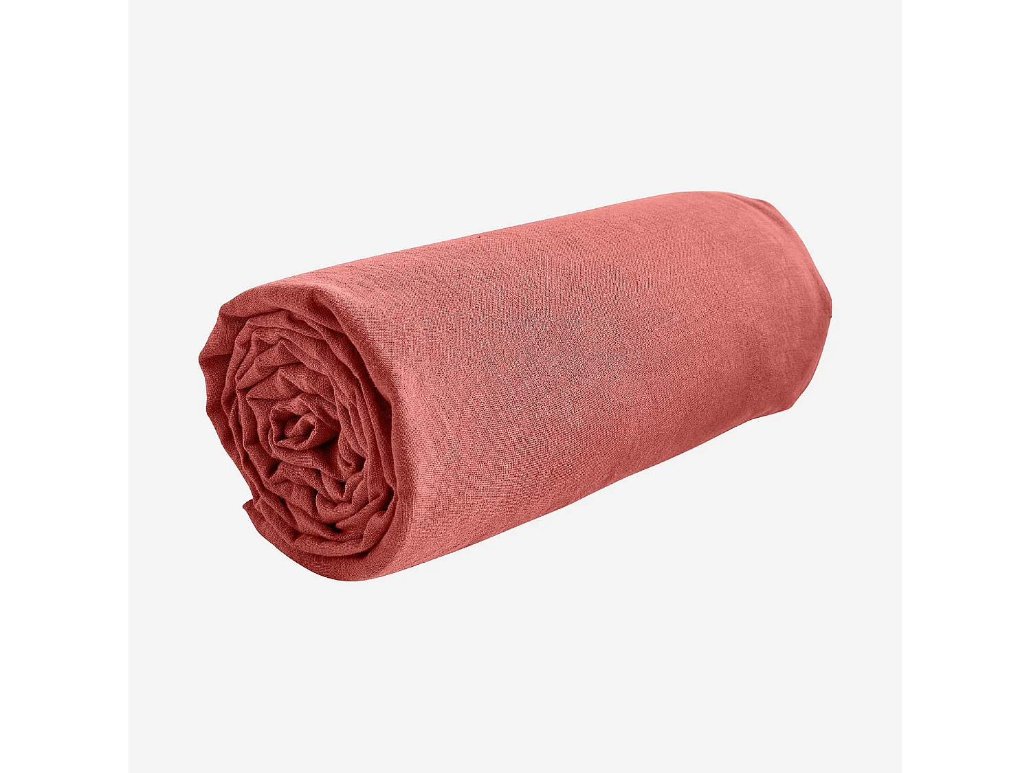 Habitat - Drap Housse en lin - 160 x 200 cm - Terracotta - Brunelle