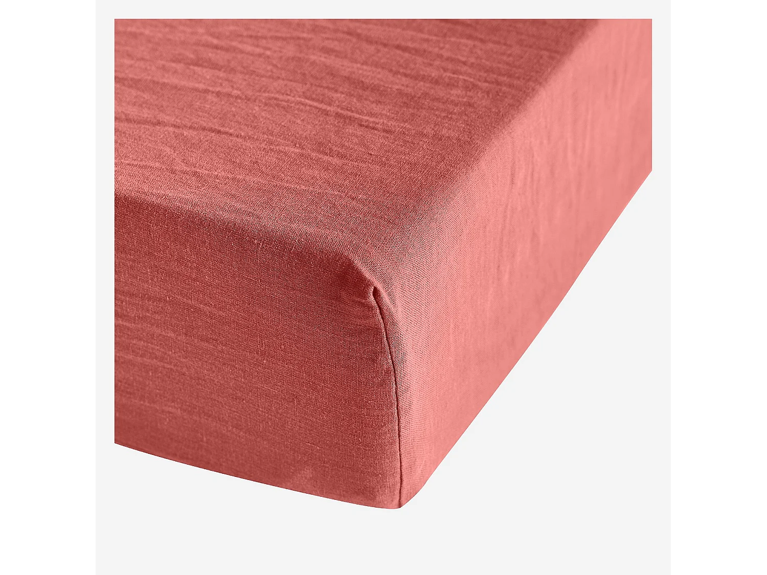 Habitat - Drap Housse en lin - 160 x 200 cm - Terracotta - Brunelle