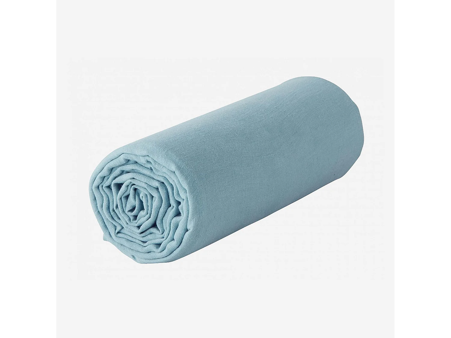 Habitat - Drap housse en lin - 160 x 200 cm - Bleu clair - Linen