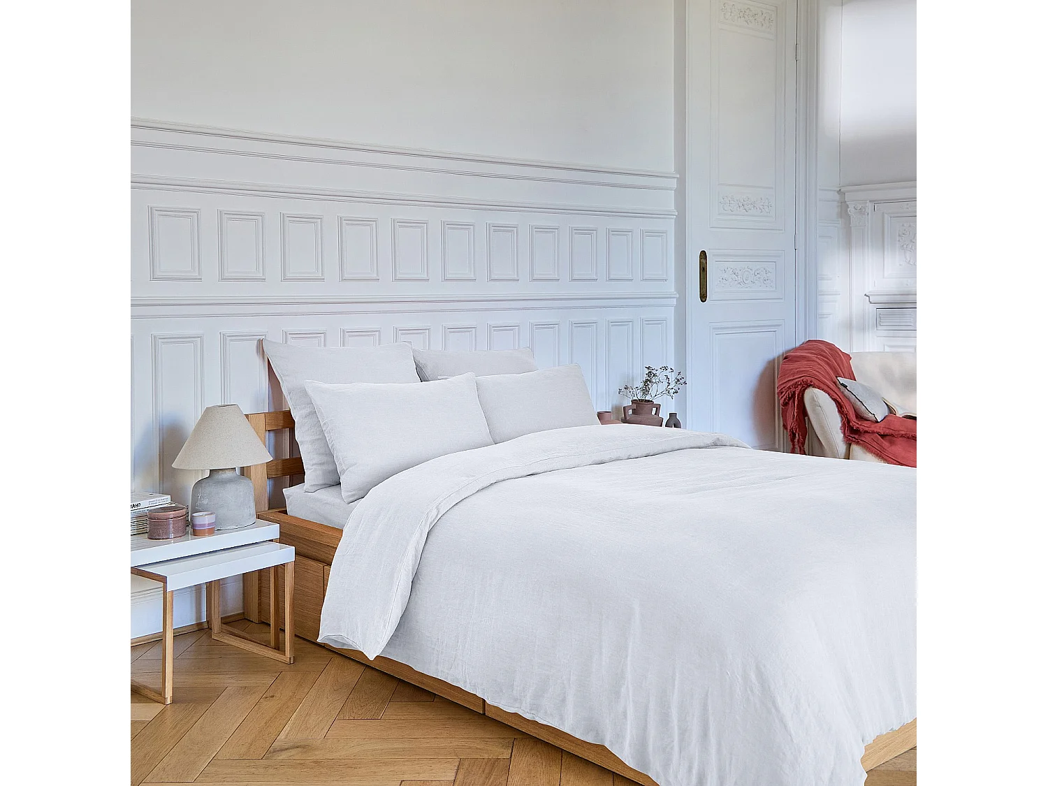 Habitat - Drap Housse en lin - 140 x 200 cm - Blanc - Brunelle
