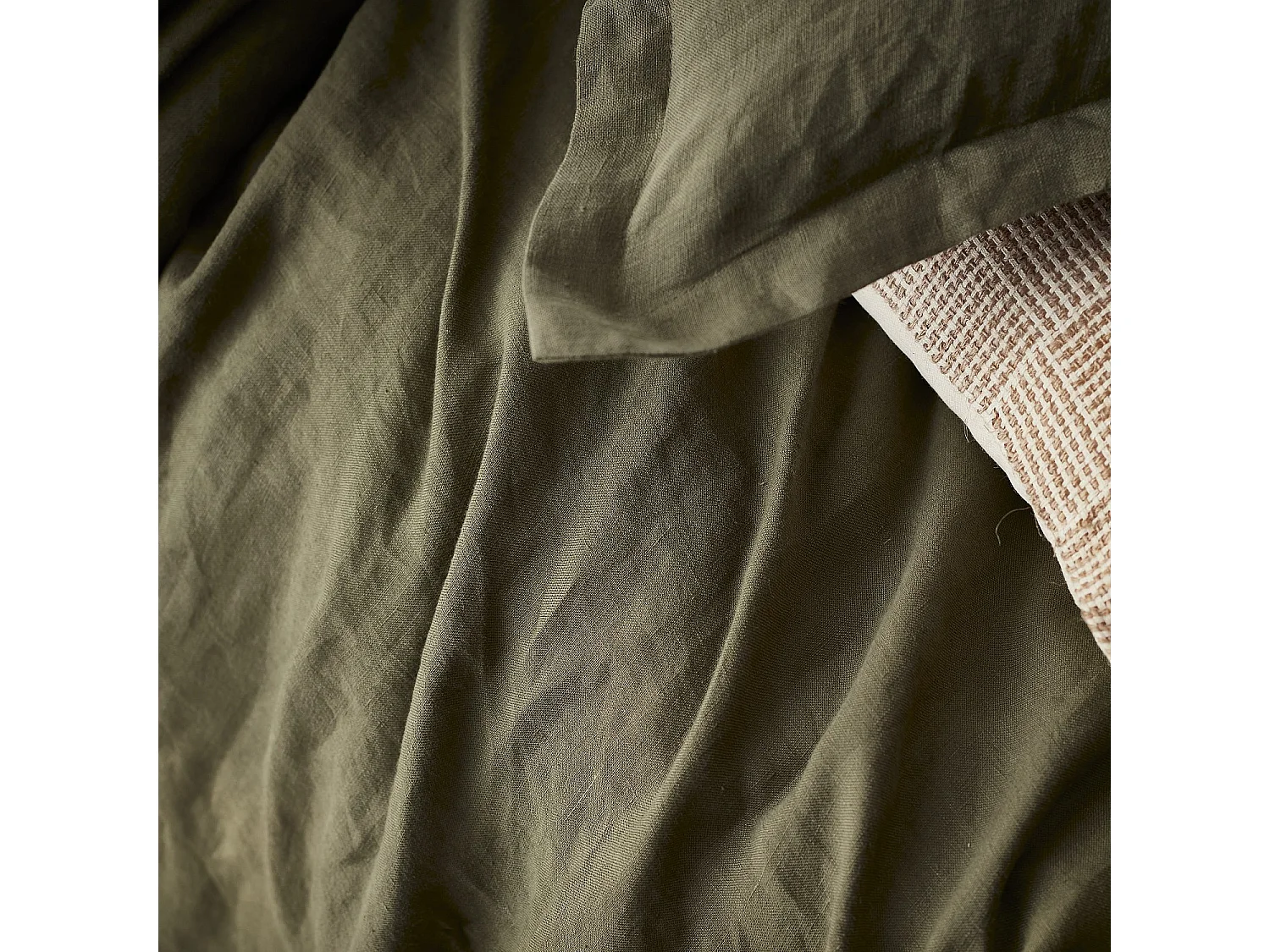 Habitat - Drap housse en lin - 140 x 200 cm - Vert kaki - Linen
