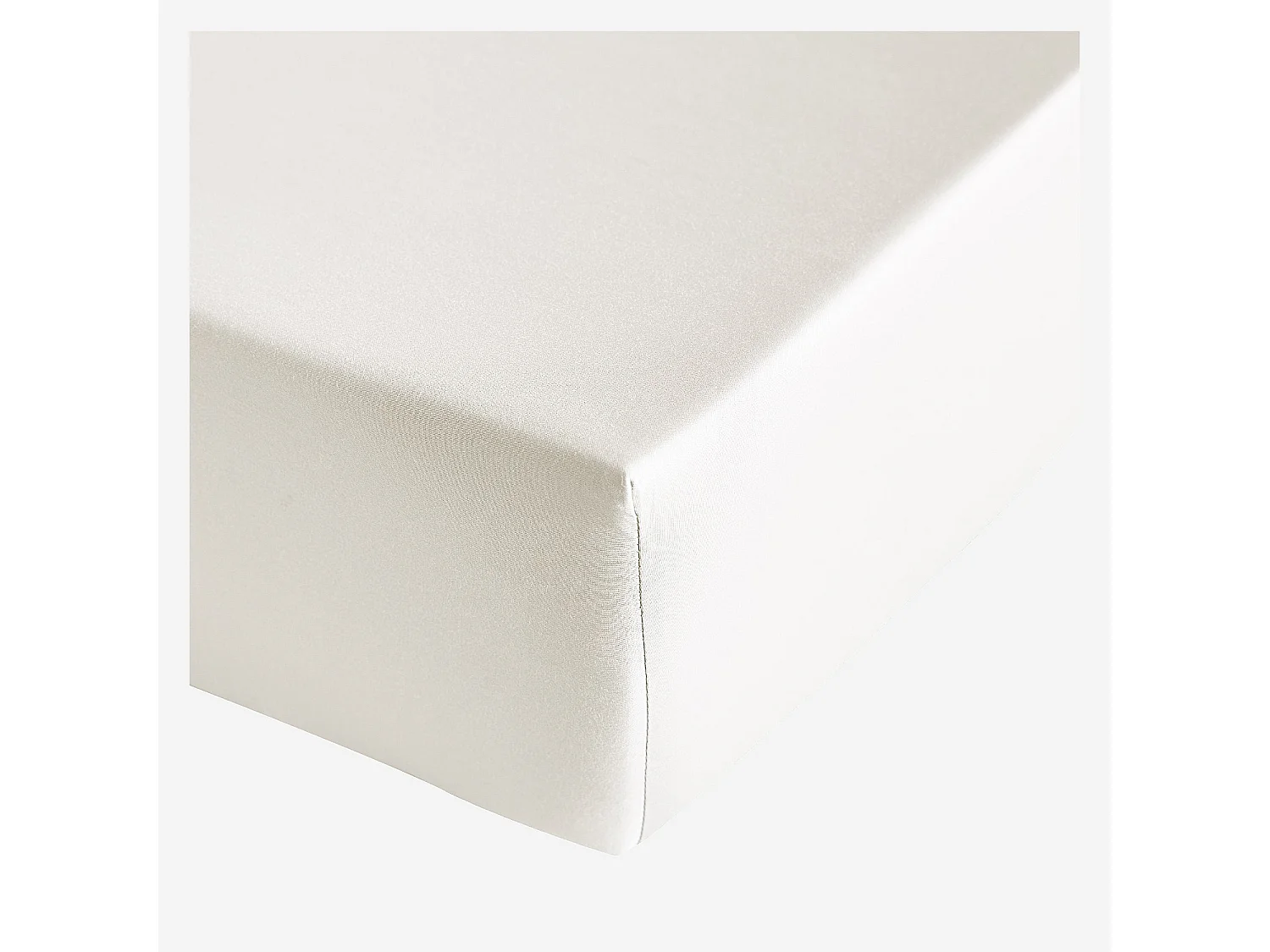 Habitat - Drap Housse en satin de coton - 160 x 200 cm - Sable - Alexane