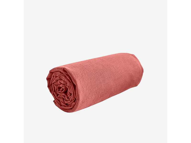 Habitat - Drap Housse en lin - 140 x 200 cm - Terracotta - Brunelle