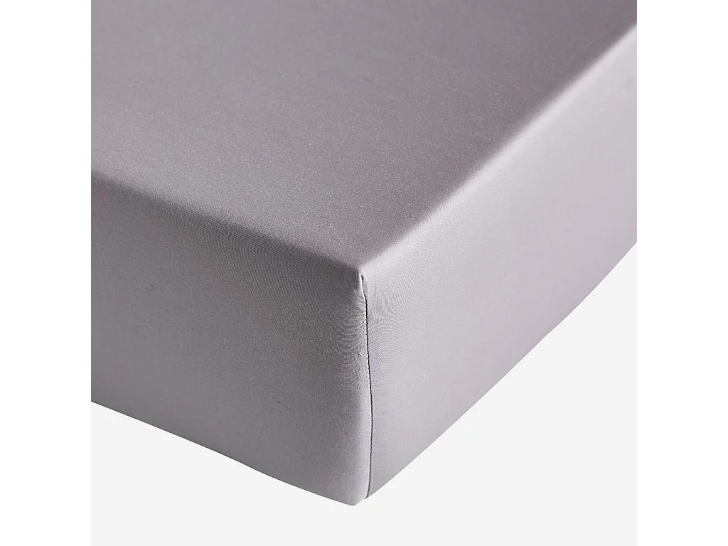 Habitat - Drap Housse en satin de coton - 160 x 200 cm - Gris argenté - Alexane