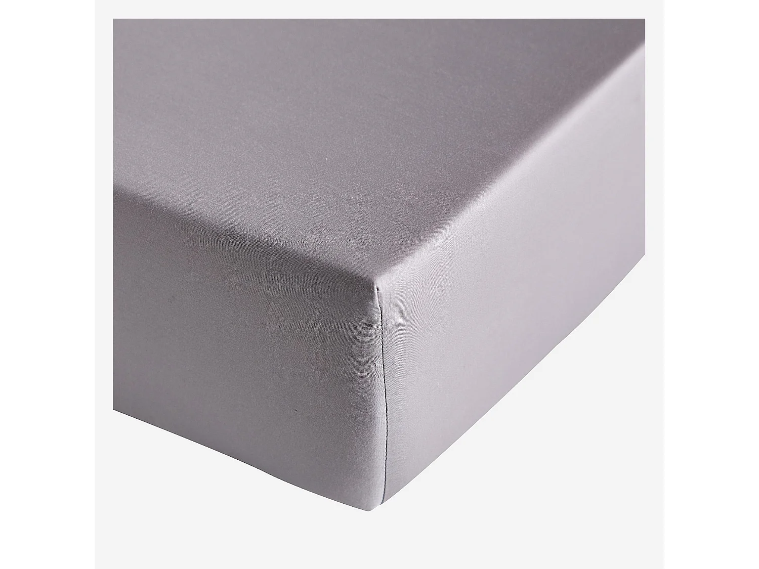 Habitat - Drap Housse en satin de coton - 160 x 200 cm - Gris argenté - Alexane
