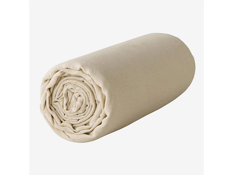 Habitat - Drap housse en lin - 140 x 200 cm - Beige - Linen