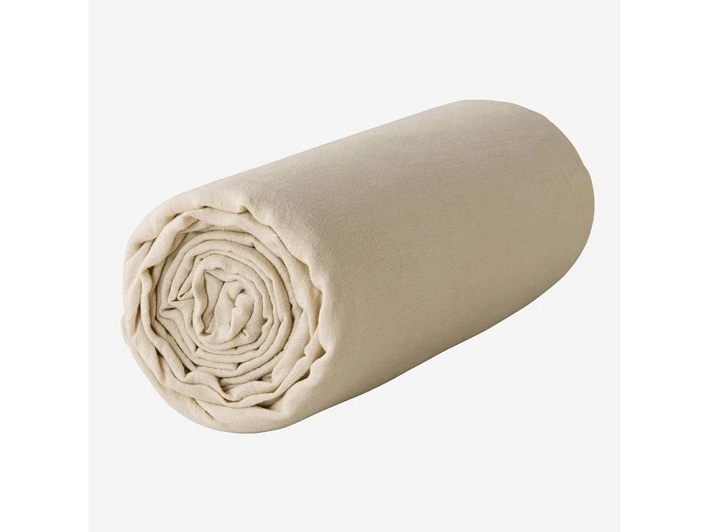 Habitat - Drap housse en lin - 140 x 200 cm - Beige - Linen