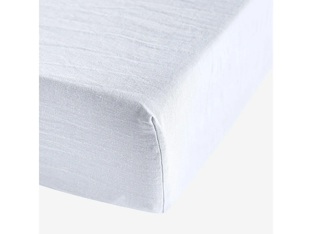 Habitat - Drap Housse en lin - 160 x 200 cm - Blanc - Brunelle