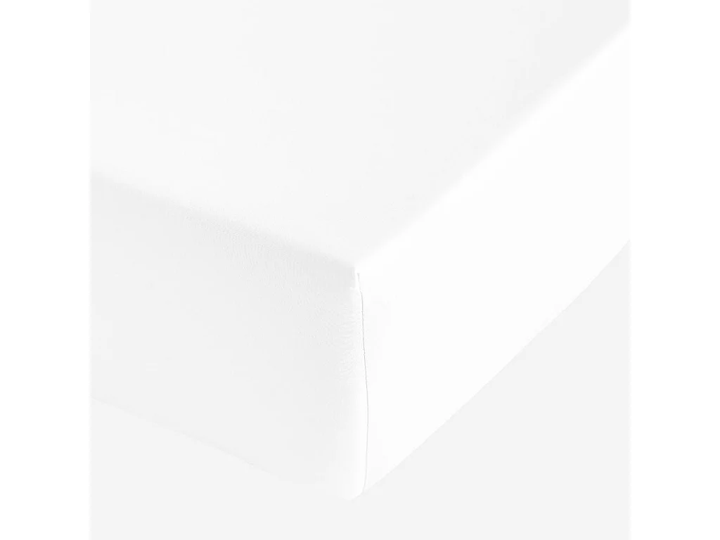 Habitat - Drap Housse en satin de coton - 160 x 200 cm - Blanc - Alexane