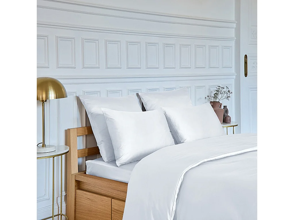 Habitat - Drap Housse en satin de coton - 160 x 200 cm - Blanc - Alexane