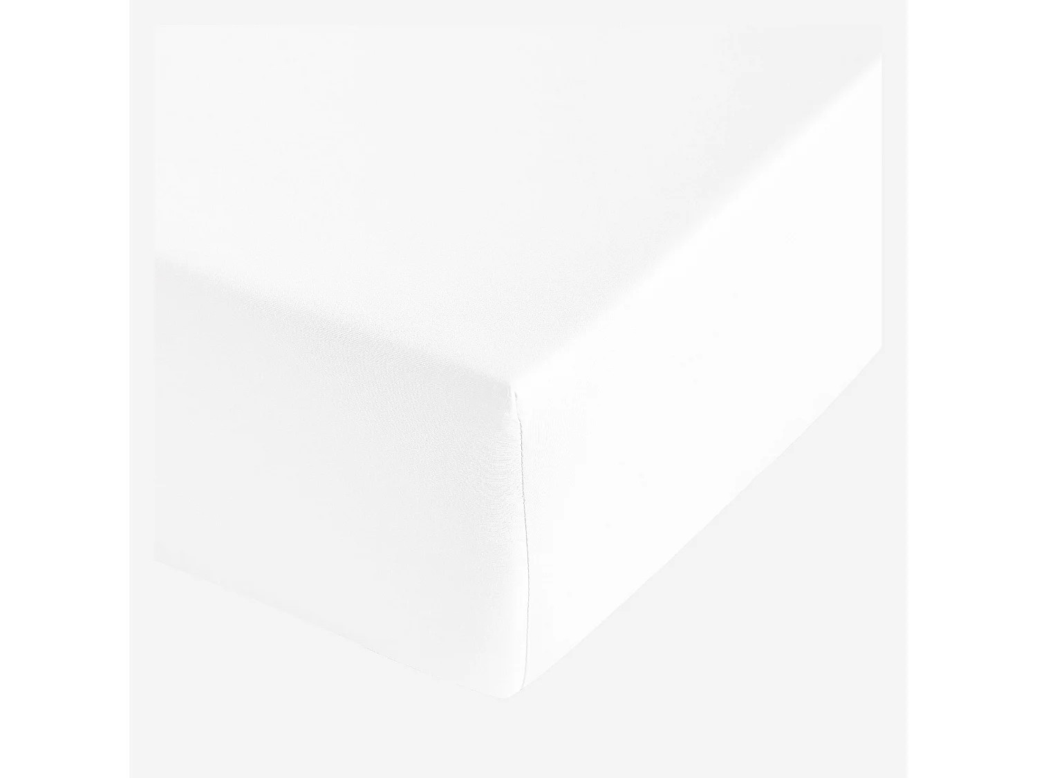 Habitat - Drap Housse en satin de coton - 160 x 200 cm - Blanc - Alexane