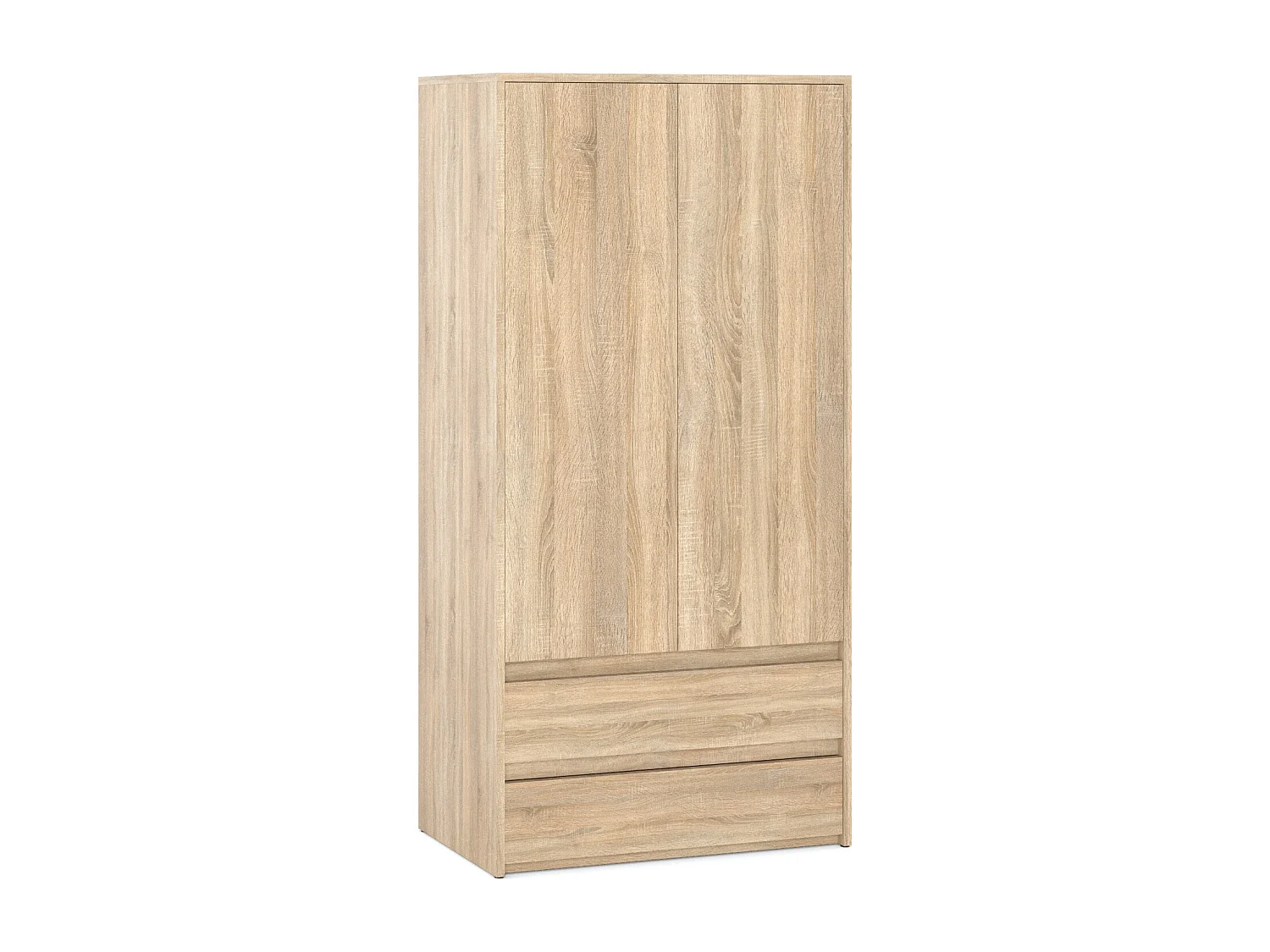 Armoire Dressing Moderne 90 cm – 2 Portes, 2 Tiroirs,  Chêne Sonoma– Grande Capacité de Rangement
