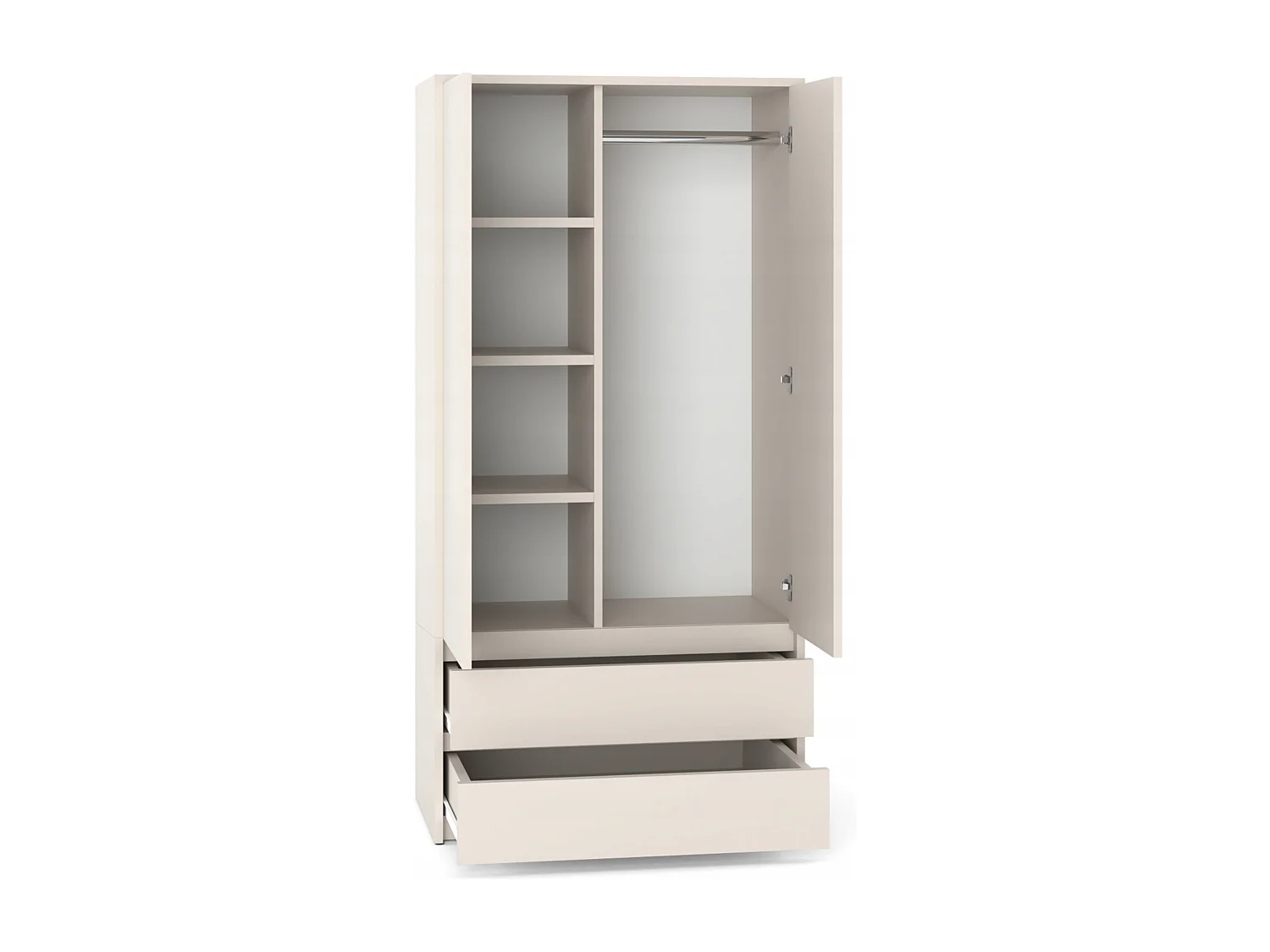 Armoire Dressing Moderne 90 cm – 2 Portes, 2 Tiroirs, Cachemire / Beige  – Grande Capacité de Rangement