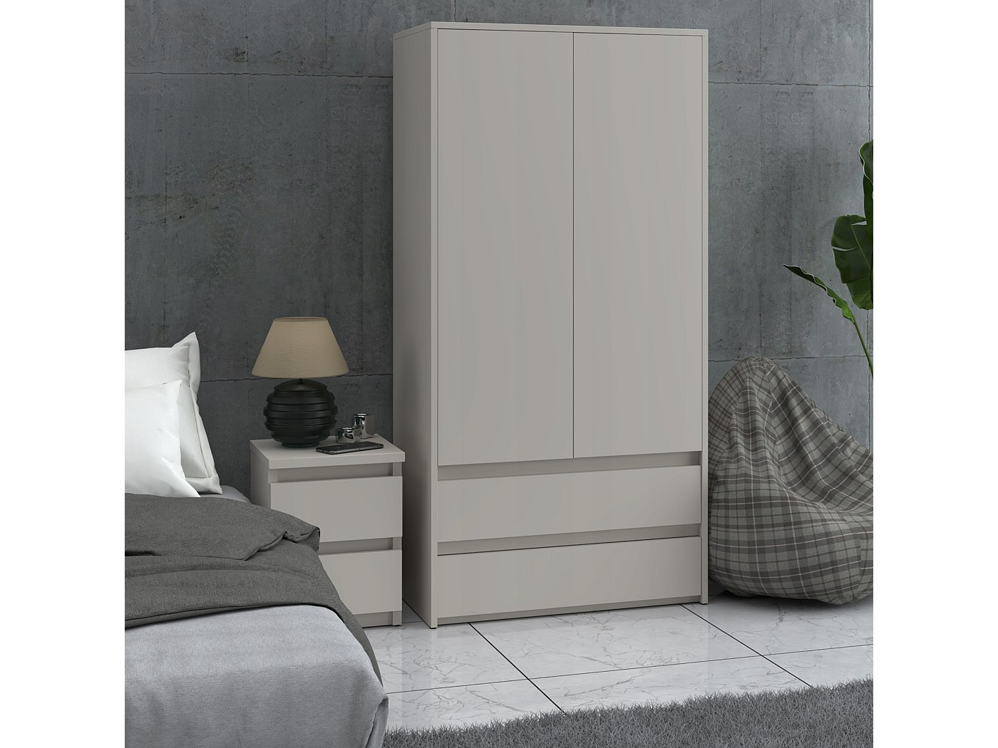 armoire-dressing-moderne-90-cm-2-portes-2-tiroirs-cachemire-beige