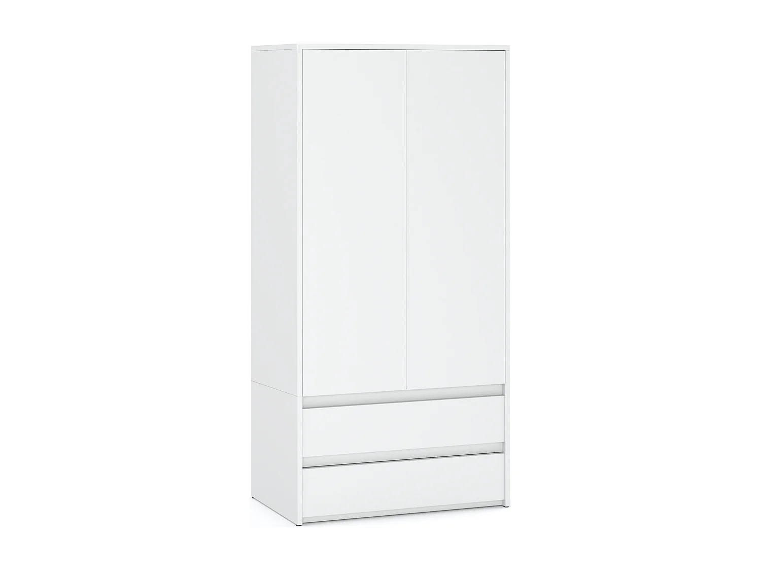 Armoire Dressing Moderne 90 cm – 2 Portes, 2 Tiroirs, Blanc Mat – Grande Capacité de Rangement