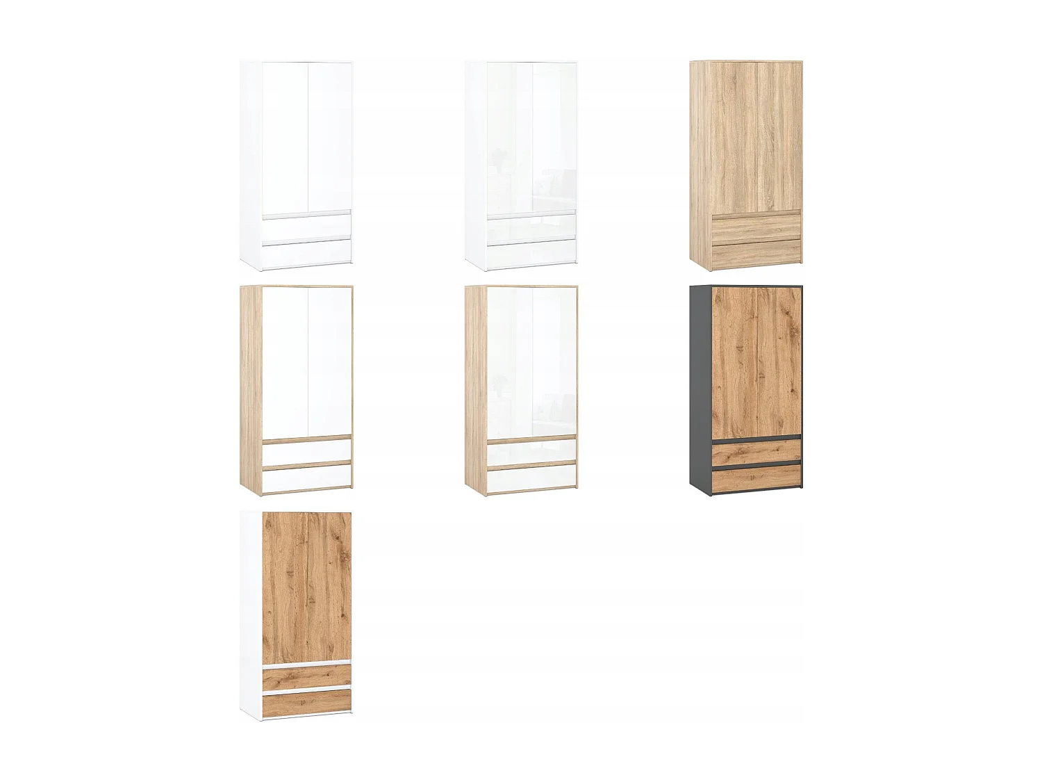 Armoire Dressing Moderne 90 cm – 2 Portes, 2 Tiroirs,  Chêne Sonoma + Blanc– Grande Capacité de Rangement