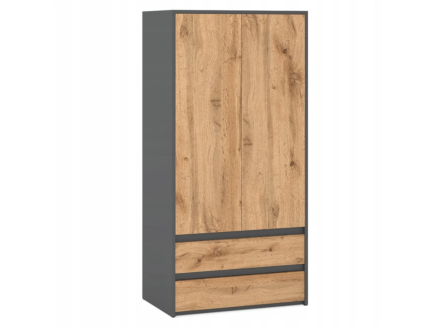 Szafa Stiv-Meble HIT 2 Drzwi 2 Szuflady 90cm Szary Mat Dąb Wotan 90x50x180 cm 1szt.
