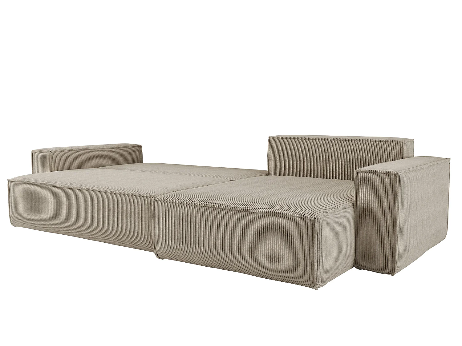 Canapé d'angle convertible 4 places en velours côtelé beige KARL