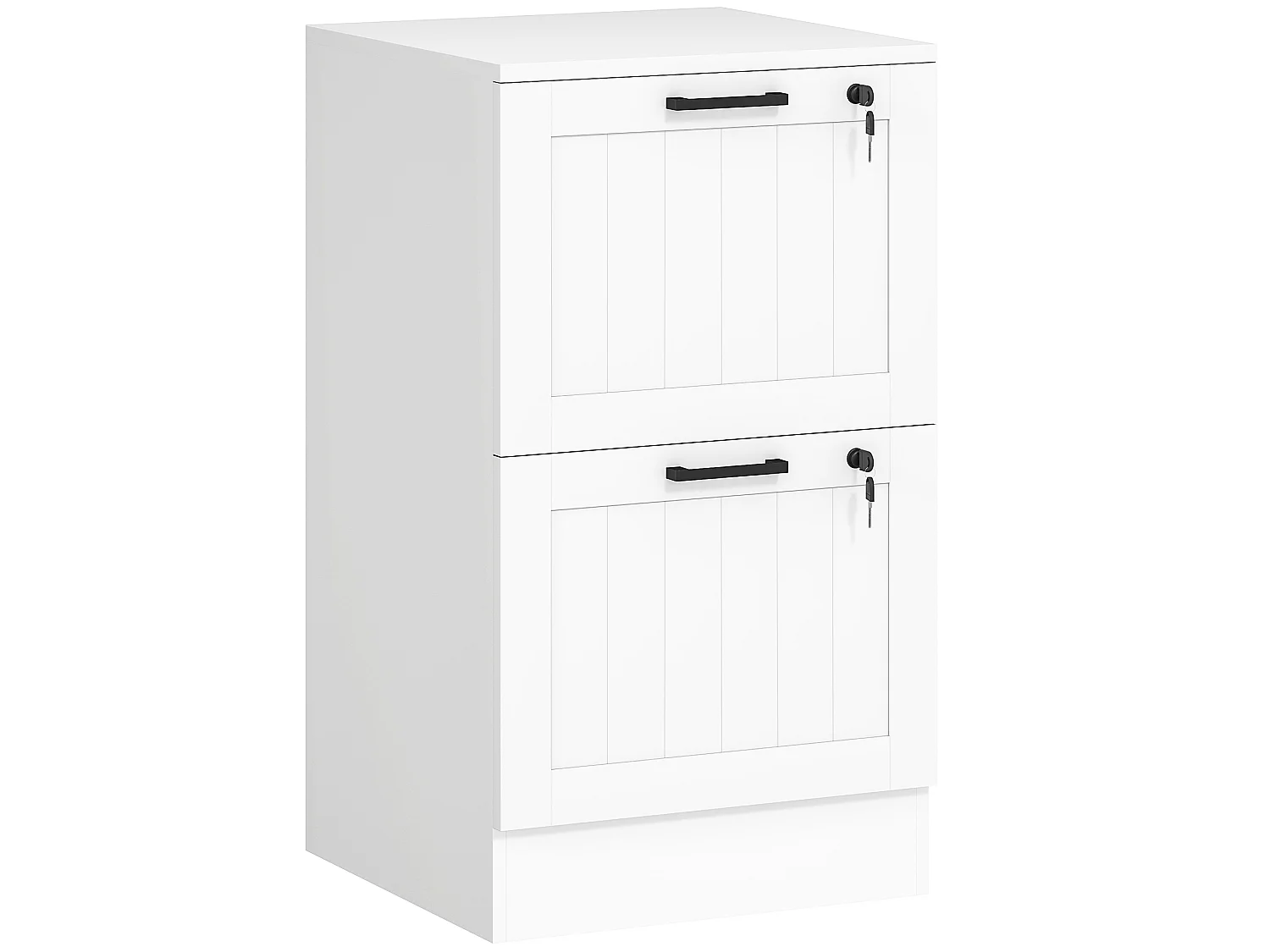 Caisson bureau 2 tiroirs verrouillables dossiers suspendus dim. 40x40x71cm MDF blanc
