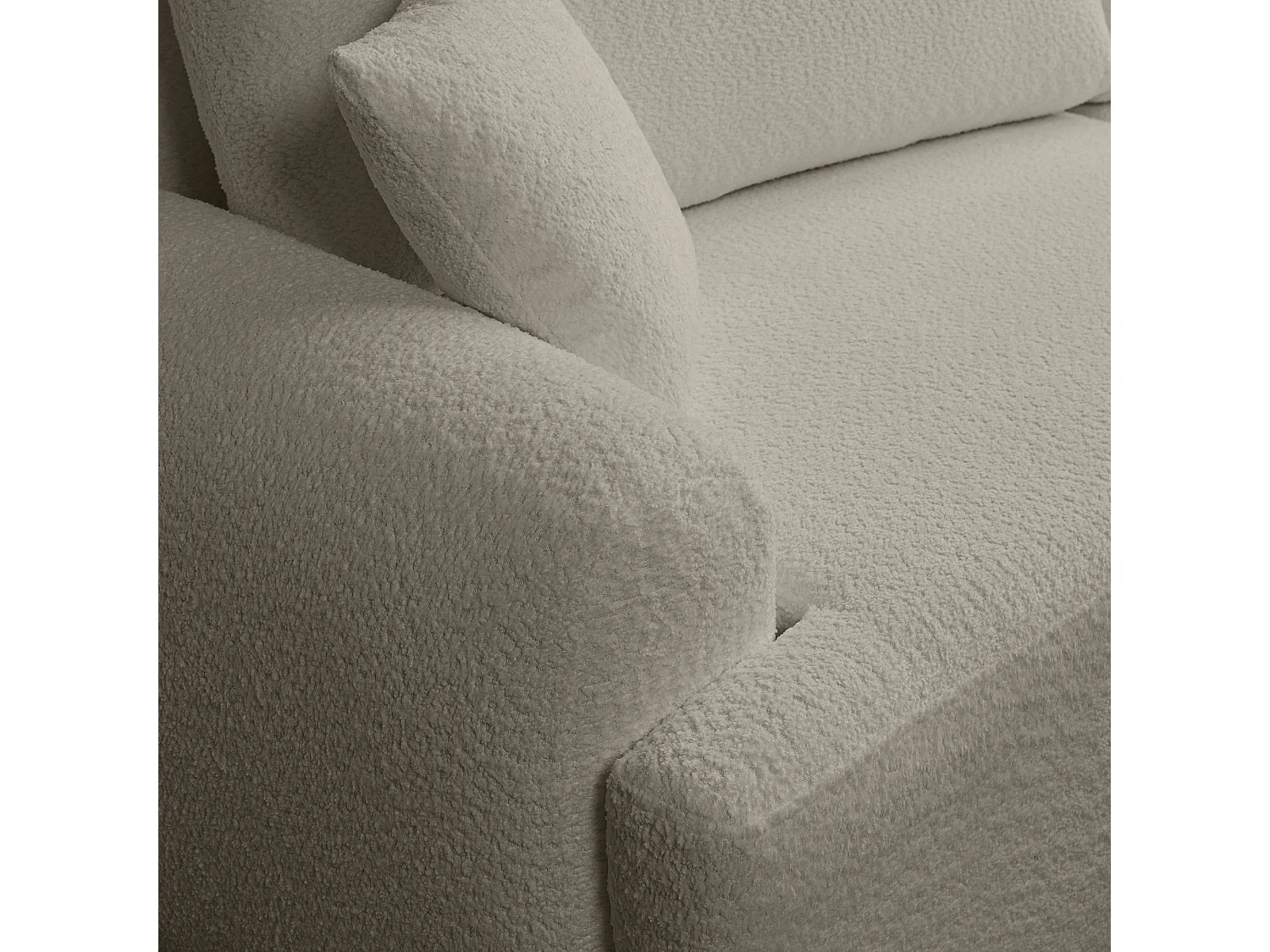 Divano angolare destro moderno con funzione letto in bouclé grigio – ARTE PREMIUM, direttamente dal produttore