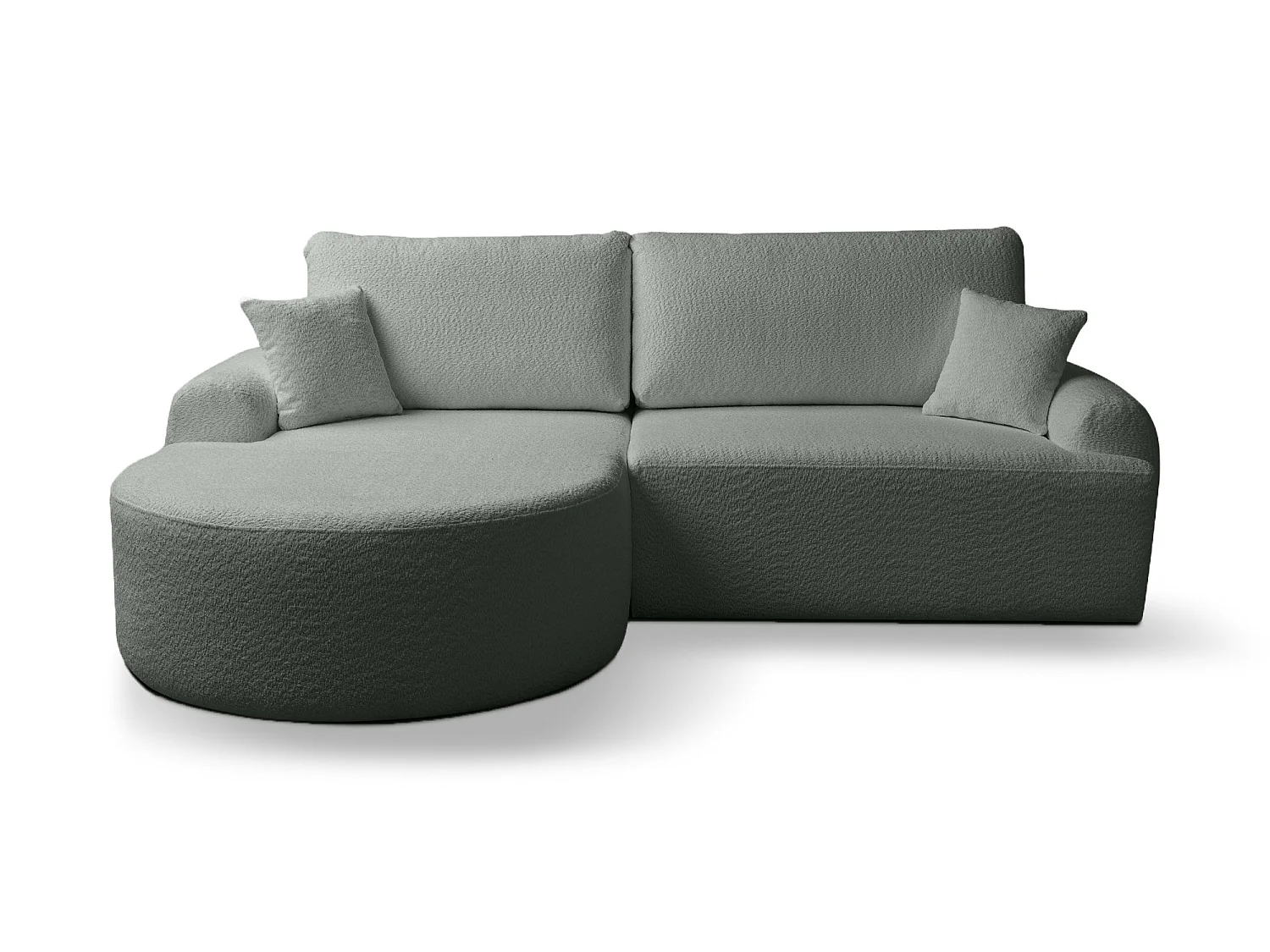 Canapé d’angle gauche moderne avec fonction couchage en bouclé gris clair – ARTE PREMIUM, direct fabricant