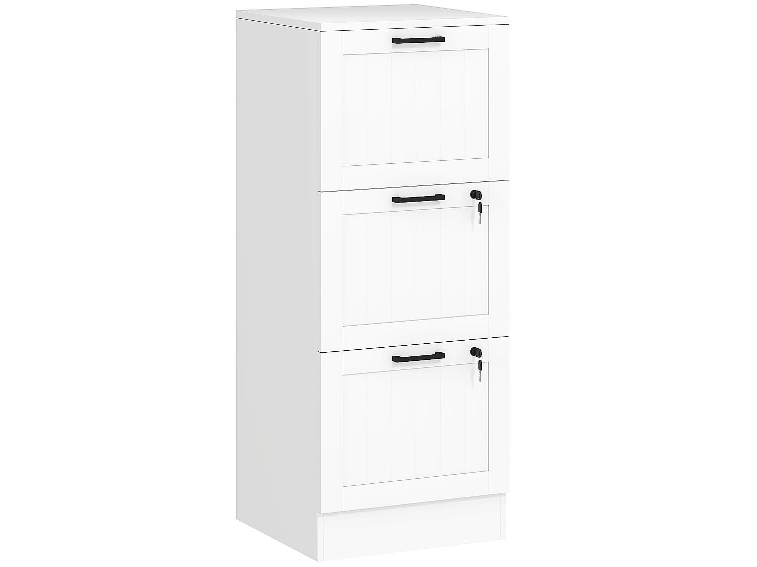 Caisson bureau 2+1 tiroir verrouillable dossiers suspendus dim. 40x40x101cm MDF blanc