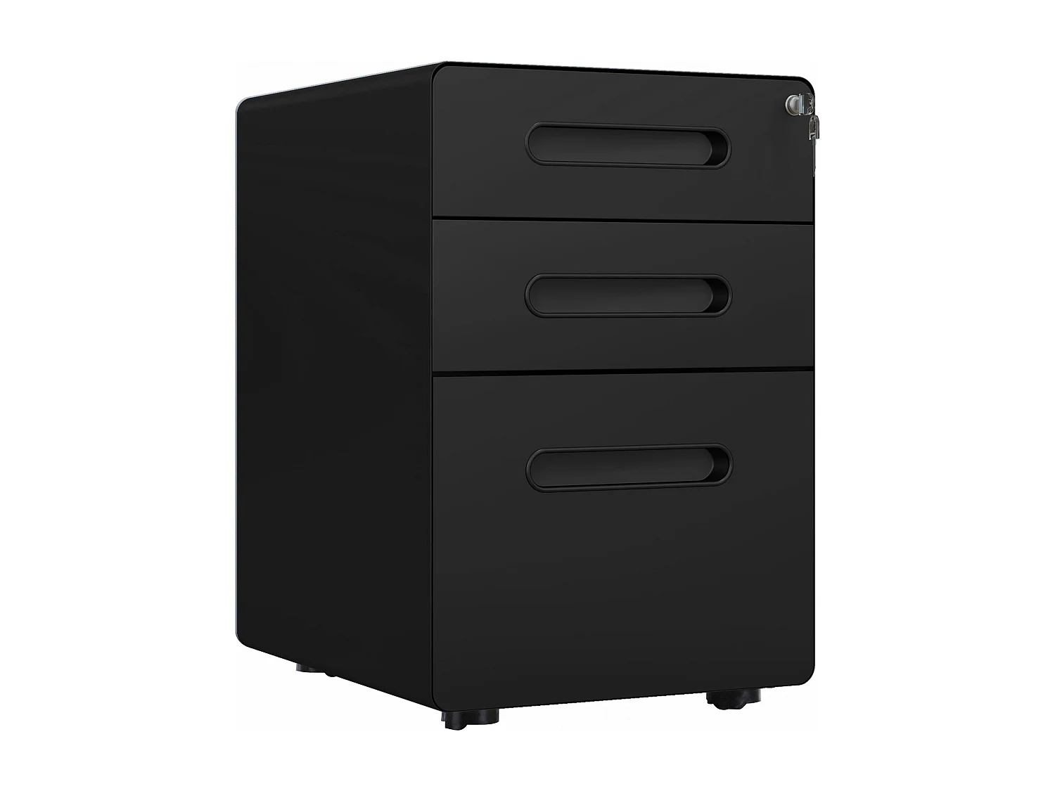 Caisson mobile 3 tiroirs - caisson bureau mobile verrouillable - acier laminé à froid noir