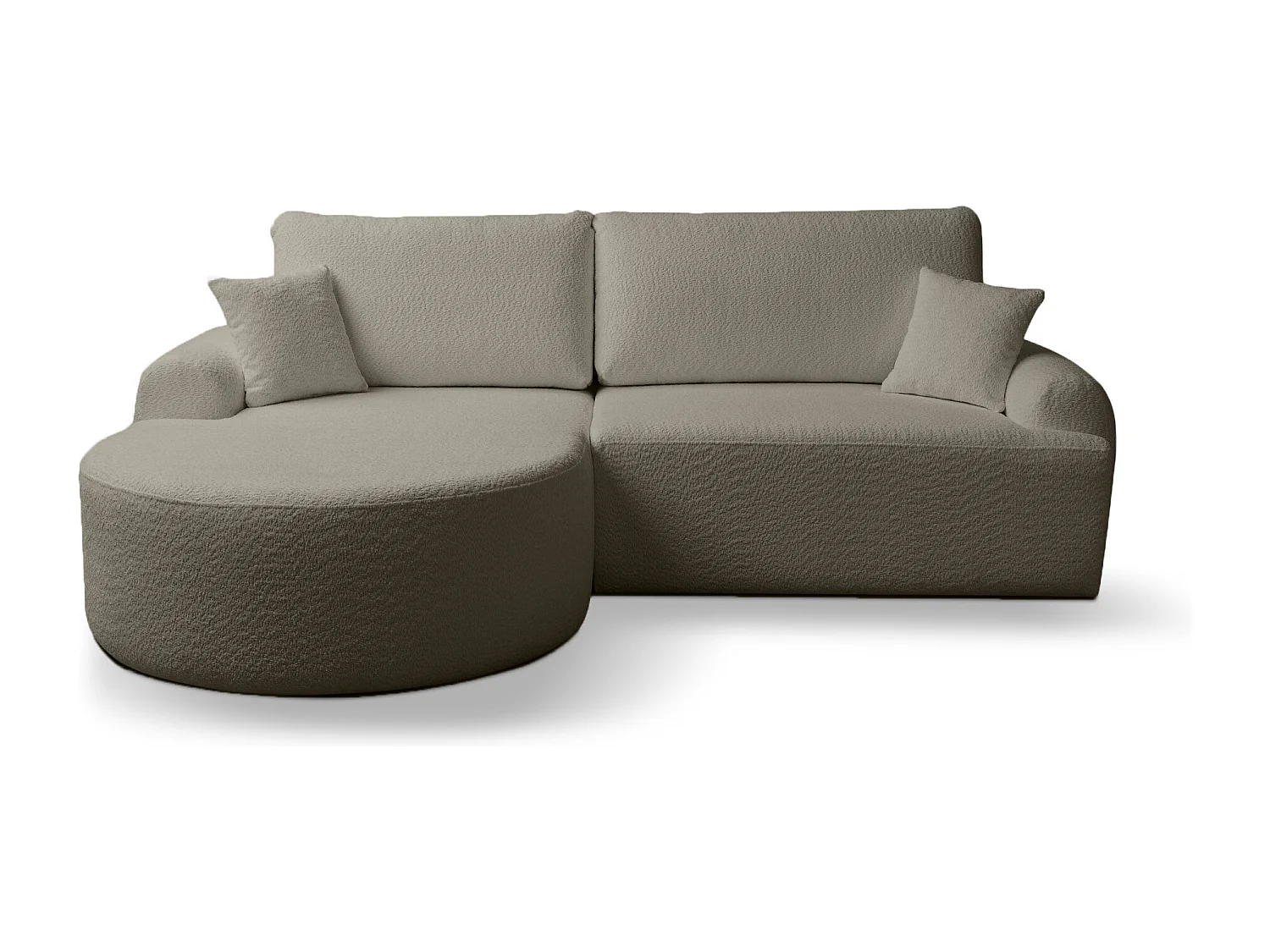 Canapé d’angle gauche moderne avec fonction couchage en bouclé gris – ARTE PREMIUM, direct fabricant