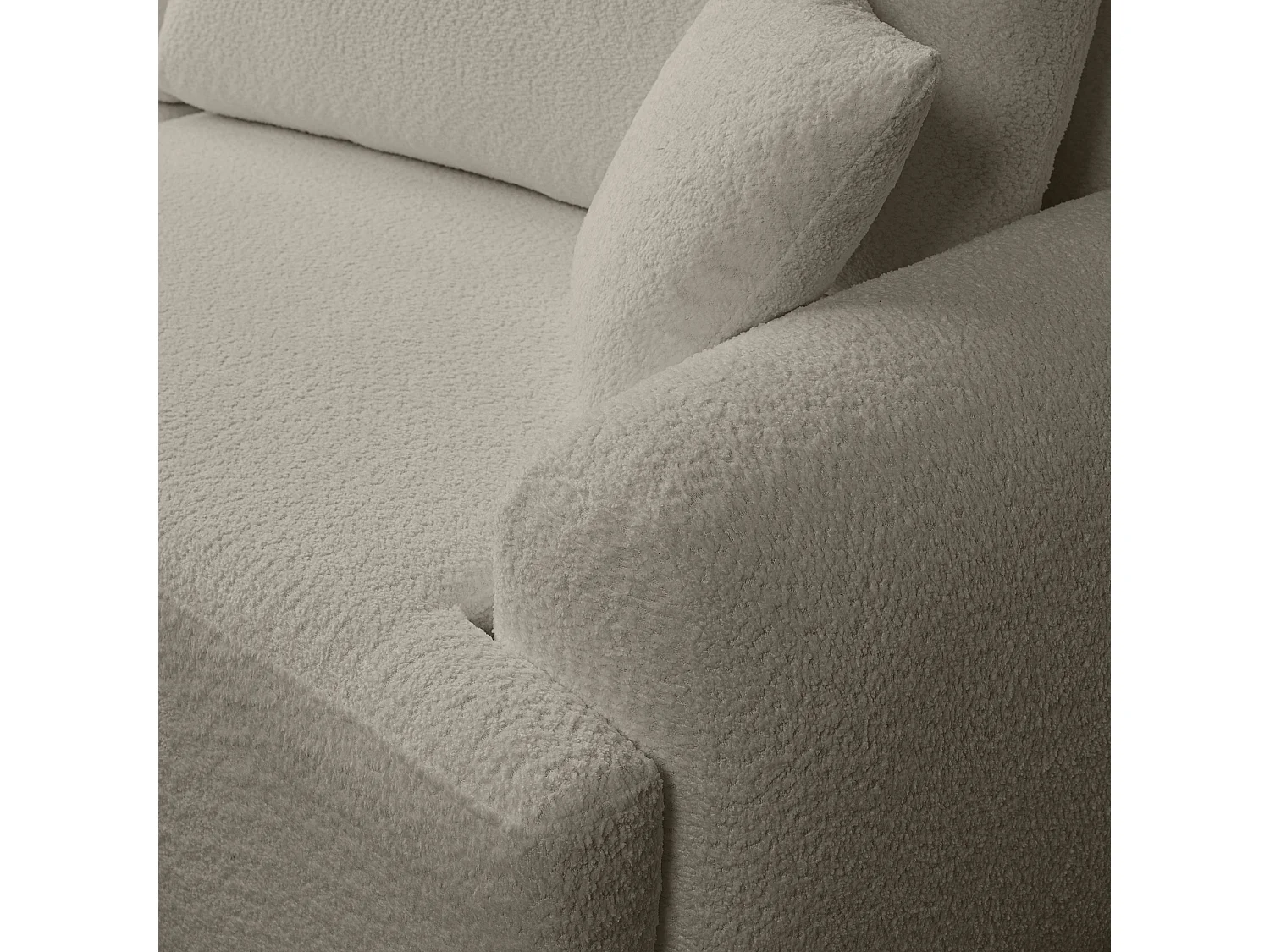 Canapé d’angle gauche moderne avec fonction couchage en bouclé gris – ARTE PREMIUM, direct fabricant