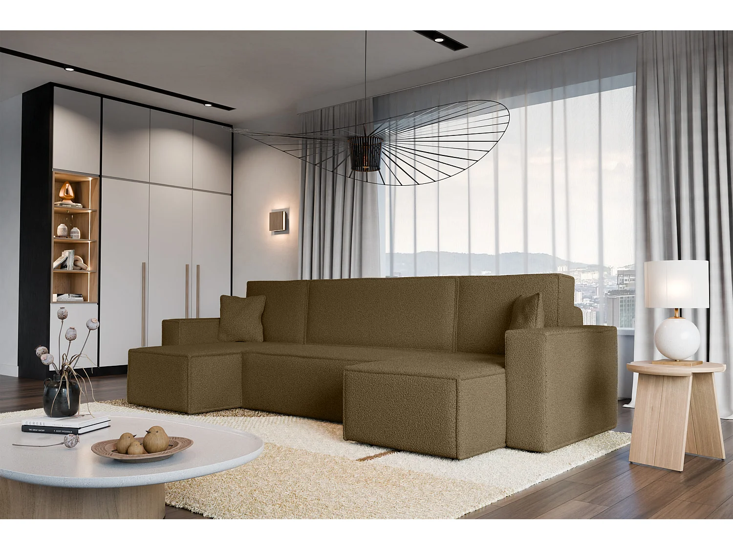 Divano angolare con funzione letto Karl U destro del produttore